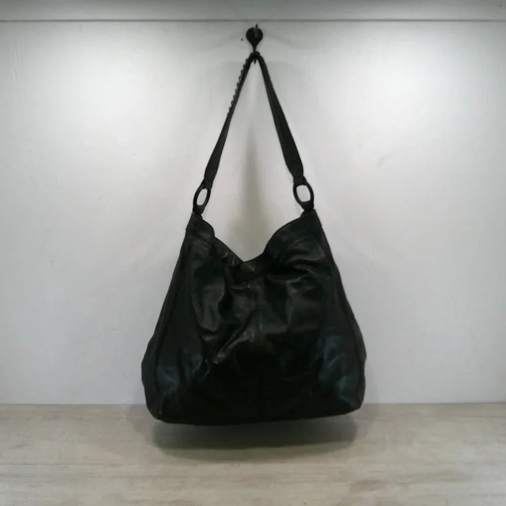 Banana Republic Vintage Y2K Ashbury Black Leather Hobo Handbag Purse Pocketbook
